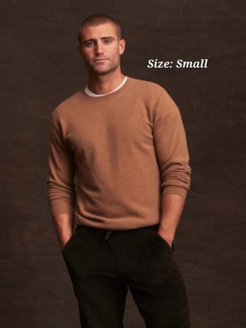 NWT Cashmere Weatherproof Vintage Men's Camel Donegal Crewneck Sweater Sz Small